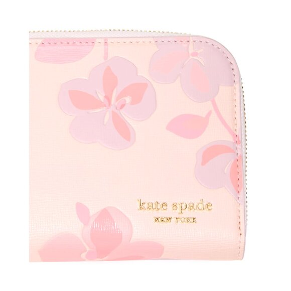 New Kate Spade Devin Spring Pansies Zip-around Continental Wallet Blush Cloud - Picture 3 of 4